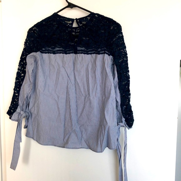 5/$20 Zara striped top with lace, size Small - Picture 8 of 8